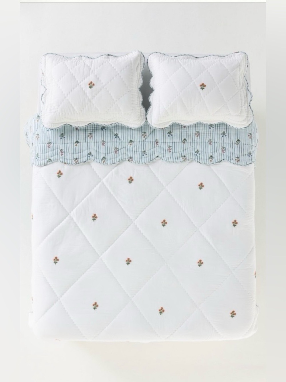 ▪️NWT Anthropologie Parker Cotton Floral Embroidered Quilt-Queen